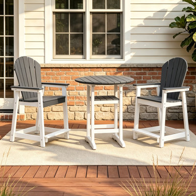 Ensemble de bar de patio 3 pièces, chaises Adirondack en PEHD pour l'extérieur