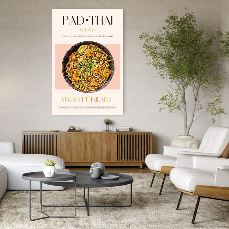 Art mural contemporain, "Shrimp Pad", H 48 po x l 32 po