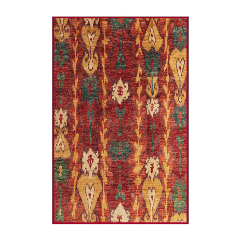 Tapis abstrait beige / rouge, Rectangle 4 pi x 6 pi