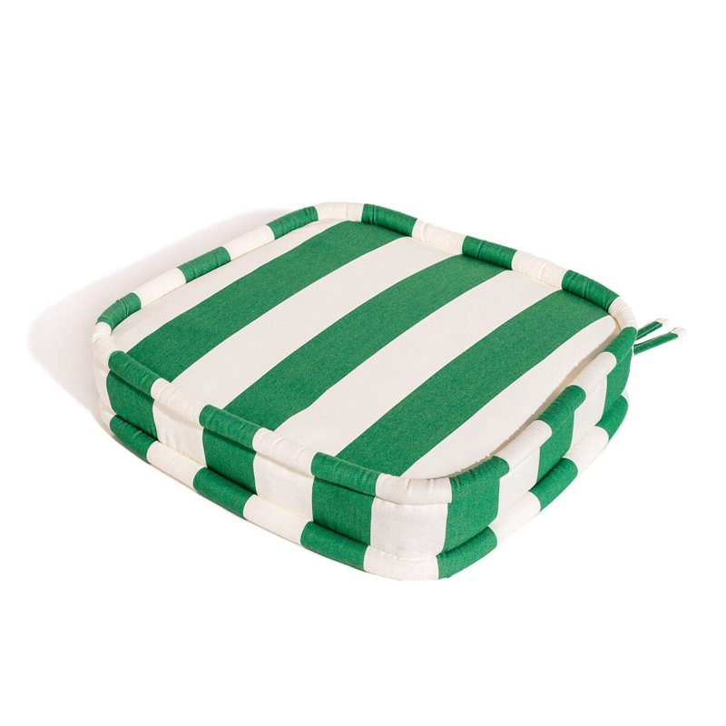 AL Fresco Dining Chair Cushion, Green/White