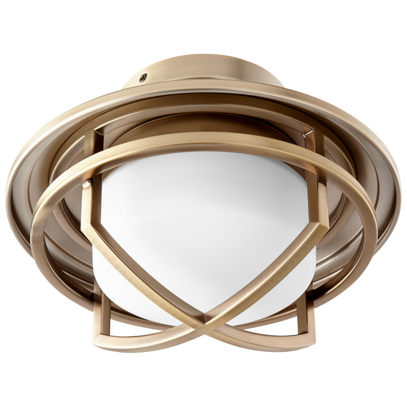 Ventilateur de plafond à DEL 1 lumière Riemer, Laiton vieilli