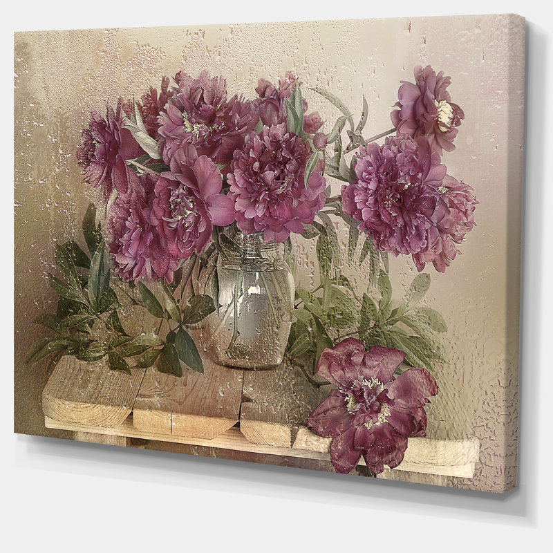 Bouquet de pivoines roses - impression, H 12 po x l 20 po x P 1 po, Toile tendue