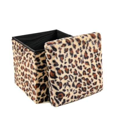 Go-Poufs Knock-Down Small Cube Faux Fur Storage Ottoman |12"x12"x12"