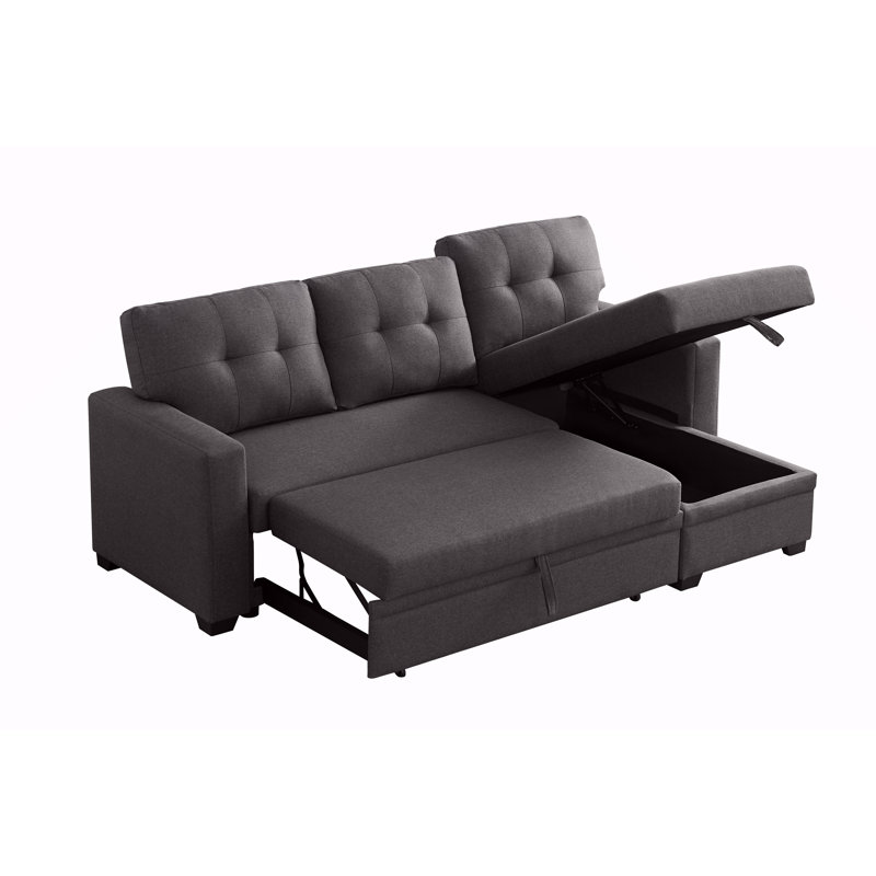 Canapé modulaire rembourré avec méridienne, Gris foncé