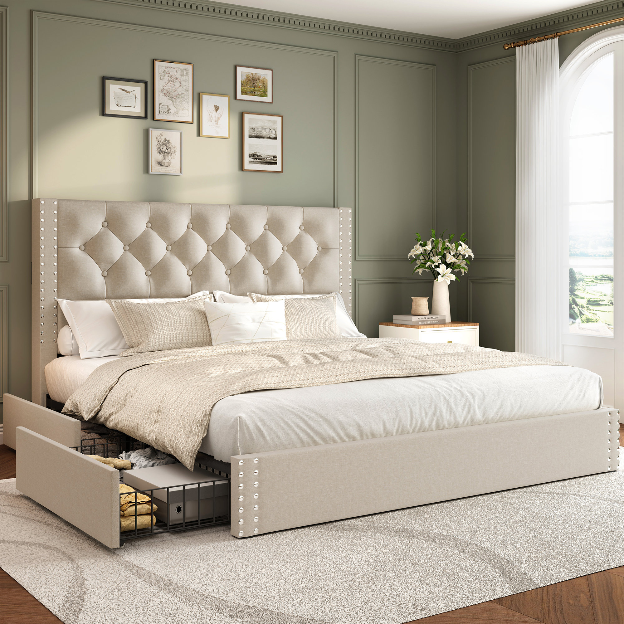 House of Hampton® Kevyon Upholstered Platform Storage Bed \u0026 Reviews |  Wayfair, image size:2000x2000