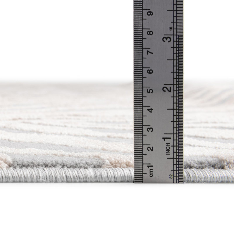 Tapis gris / ivoire à imprimé animal Tatte, Tapis de couloir 2 pi x 8 pi