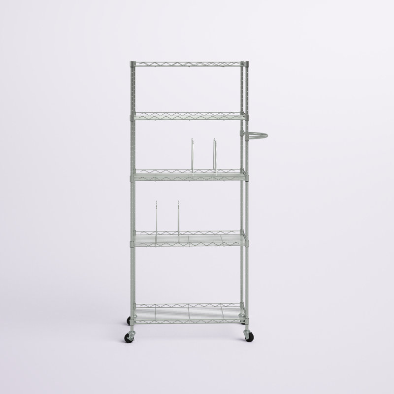 Chrome 24'' Adjustable Steel Pantry Rack with Wheels