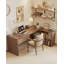 Bureau simple et moderne en L en bois massif avec armoire de rangement-802979148