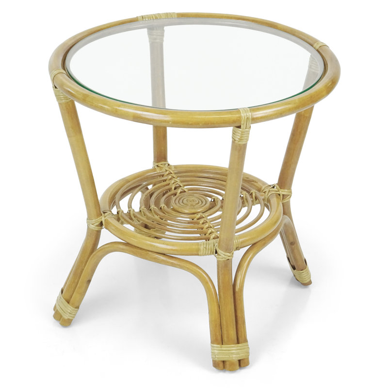 Eukleides Glass Tray Top End Table, Natural