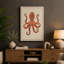 Terracotta Octopus Botanical - Wrapped Canvas-179841404-179841400