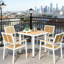 Patio, salle à manger 5 pièces avec structure en aluminium imperméable, trou de parapluie 1,6 po, couleur jaune / blanc pour les espaces extérieurs