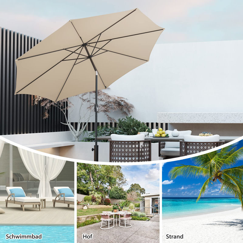 Goggin 300cm Lighted Market Parasol, Beige