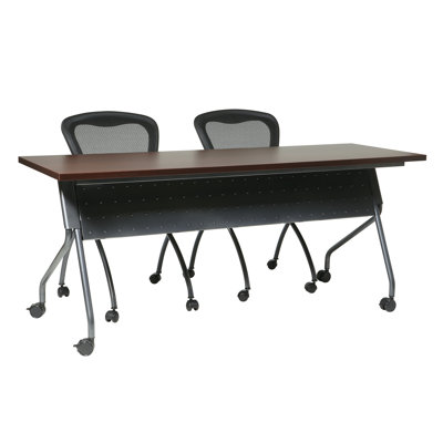 Rectangle 6 Person Flip Top Training Table with Casters and Modesty Panel