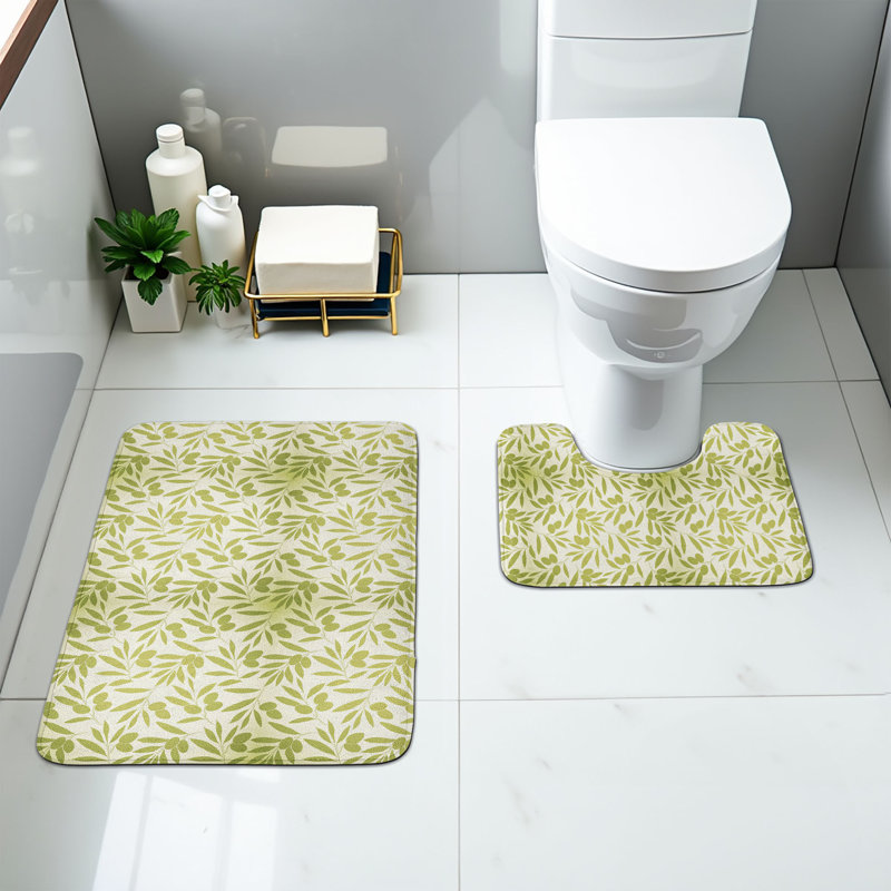  Ensemble de 2 tapis de salle de bain Botanical