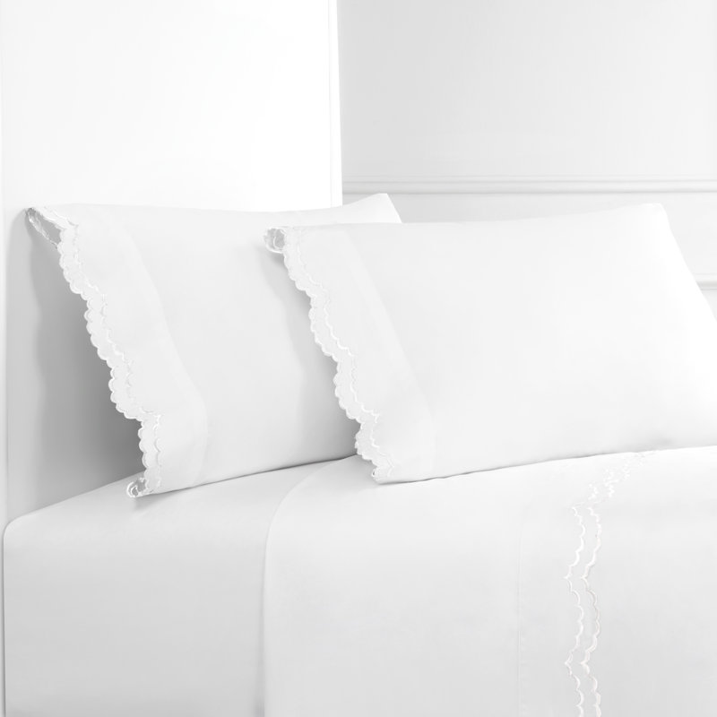 Bara 300 Thread Count 100% Cotton Sheet Set, Twin Sheet Set + Fitted Sheet + 1 Pillowcase, Rose/White