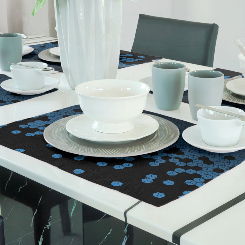 Napperon en coton 18 po culbuant cube, Bleu