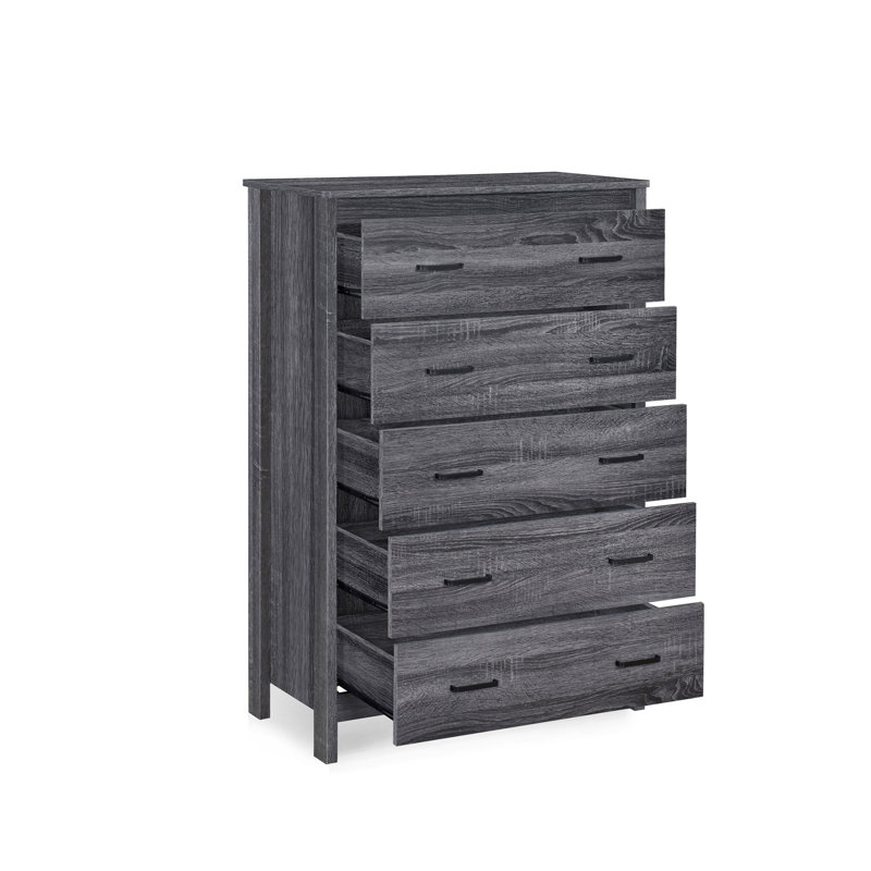 Commode 5 tiroirs Toolless, Gris foncé
