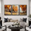 «Autumn Forest Cabin», art de paysage, images de salon, impression sur toile encadrée, 3 pièces, 16 po x 24 po x 3 pièces-133353740-133353745