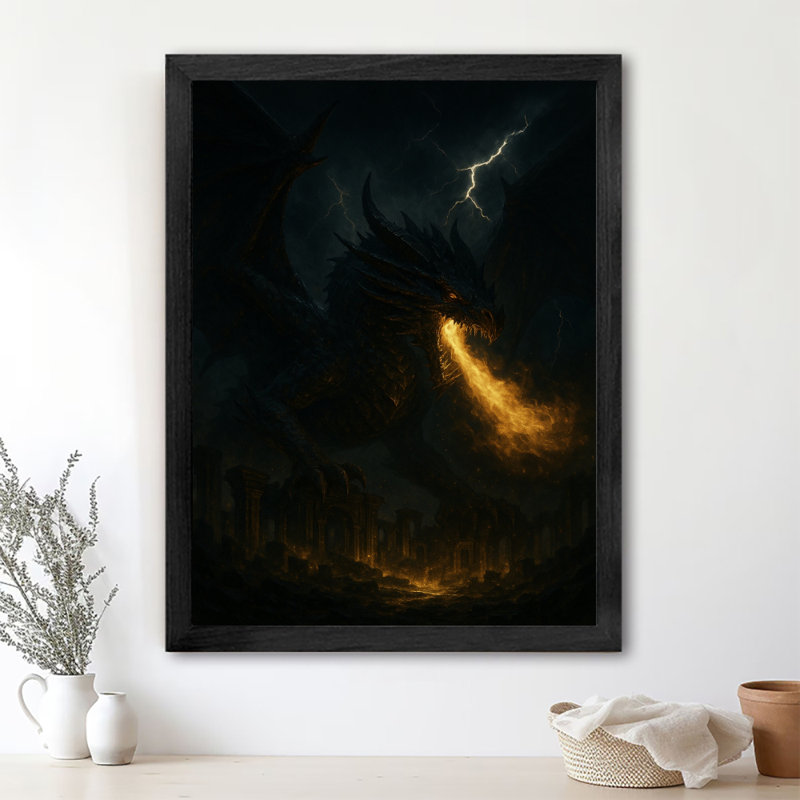 Art encadré noir, fantaisie sombre, cracheur de feu, art rétro, impressions encadrées, H 17 po x l 13 po