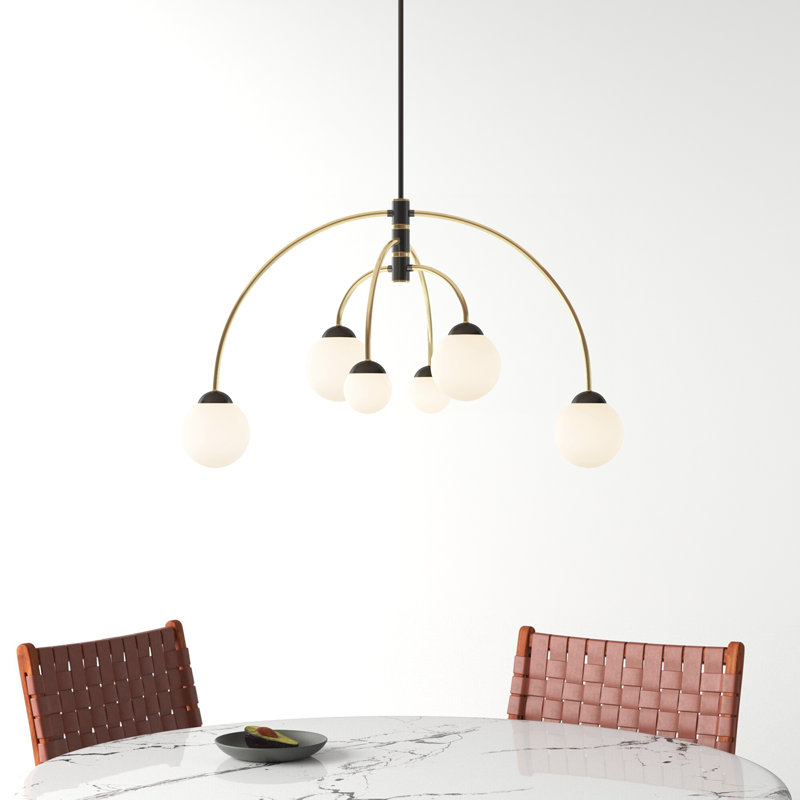 Everard 6-Light Chandelier in Matte Black/Brass, Matte Black/Brass