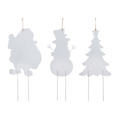 Ensemble de piquet de Noël ou de père Noël / bonhomme de neige / arbre 24 po H 3 pièces
