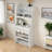Buffet With Hutch And Foldable Dining Table, Storage Shelves, Side Hooks And A Cabinet With Sliding Doors-1136706105