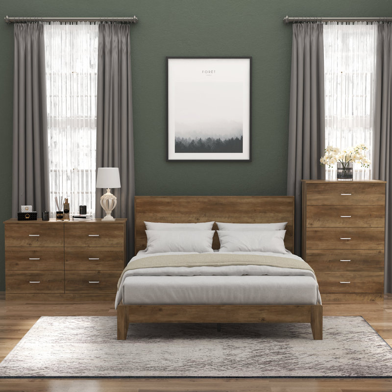 Allyannah 3 Pieces Bedroom Set, Knotty Oak, Queen