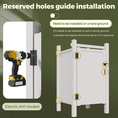 Outdoor Shower Enclosure - 80.75"h X 45.75"w X 45.75"l White Vinyl Privacy Kit With Door For Pool & Beach, Flat-panel