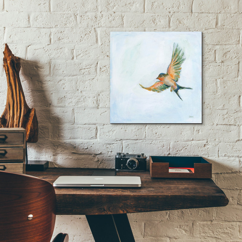 «Barn Swallow Flight 3» par Sue Schlabach, art mural en verre acrylique, H 12 po x l 12 po x P 0,13 po