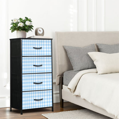 4 Drawer Dresser for Bedroom, Narrow Chest of Drawers, Wooden Top and Study Iron Frame 18"x37.5"-(WxH)