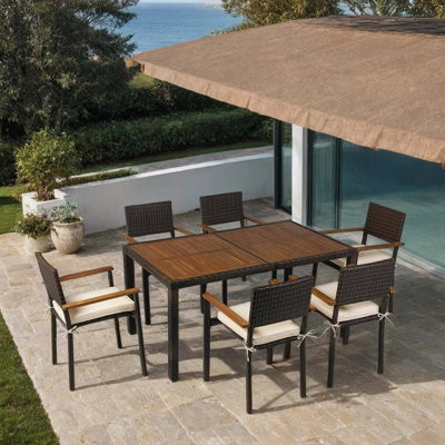 7 piece Outdoor Patio Wicker Dining Set Patio Wicker Furniture Dining Set