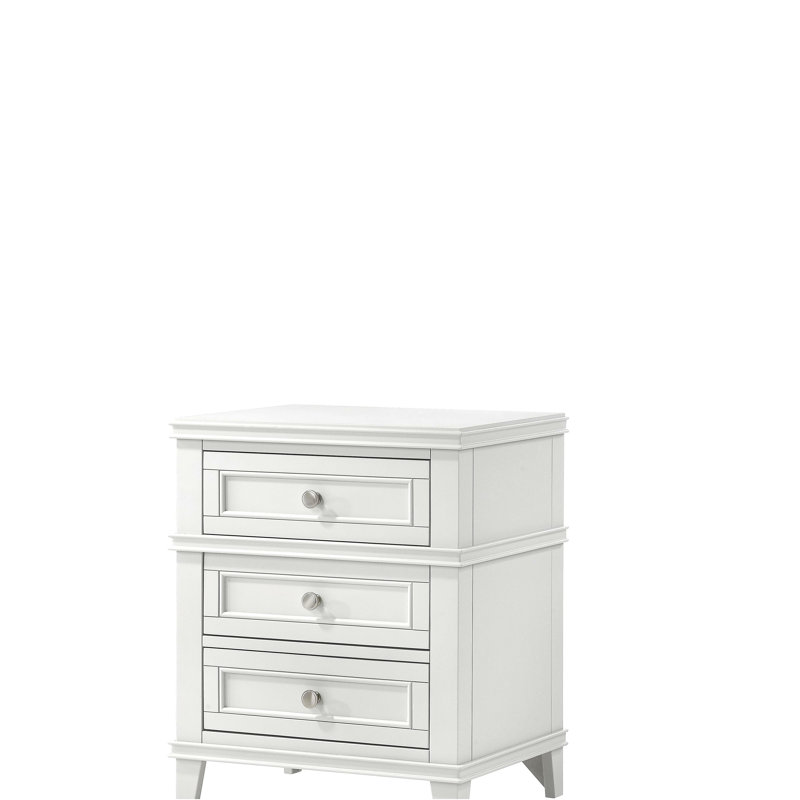 Table de chevet 3 tiroirs blanche avec USB