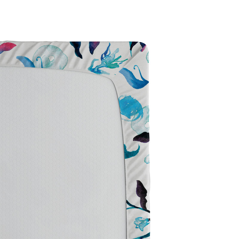 Drap-housse à motif floral Ambesonne, Bleu ciel, rose, bleu sarcelle / floral, Drap-housse de taille double