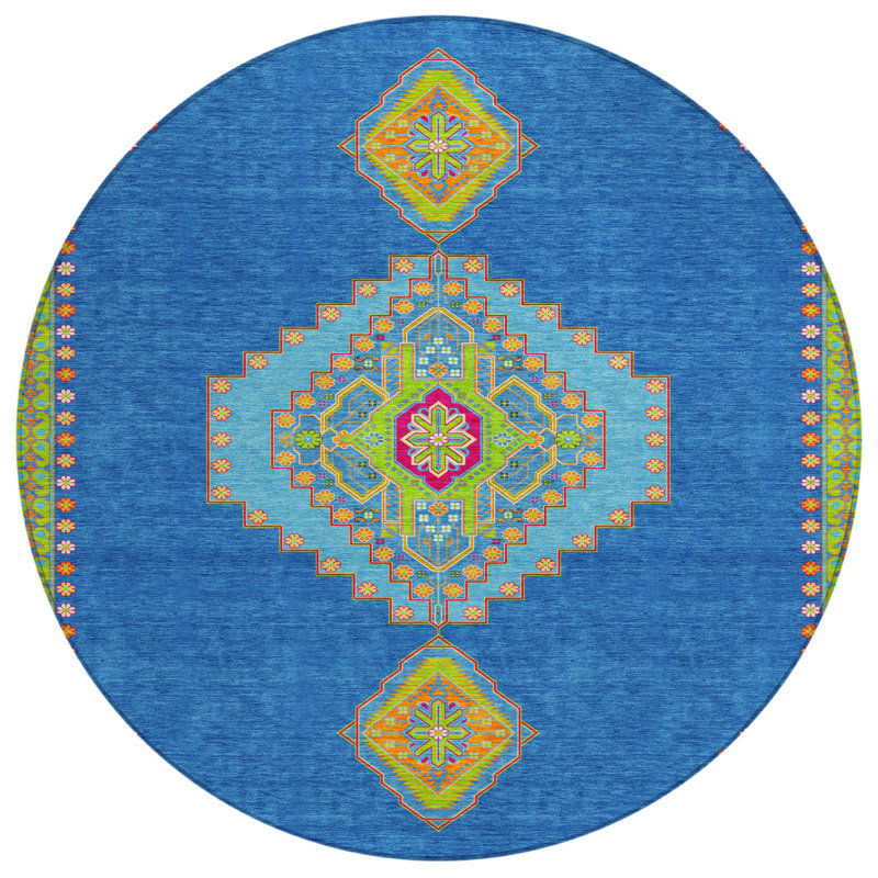 Tapis rond 8 po Denim Blue