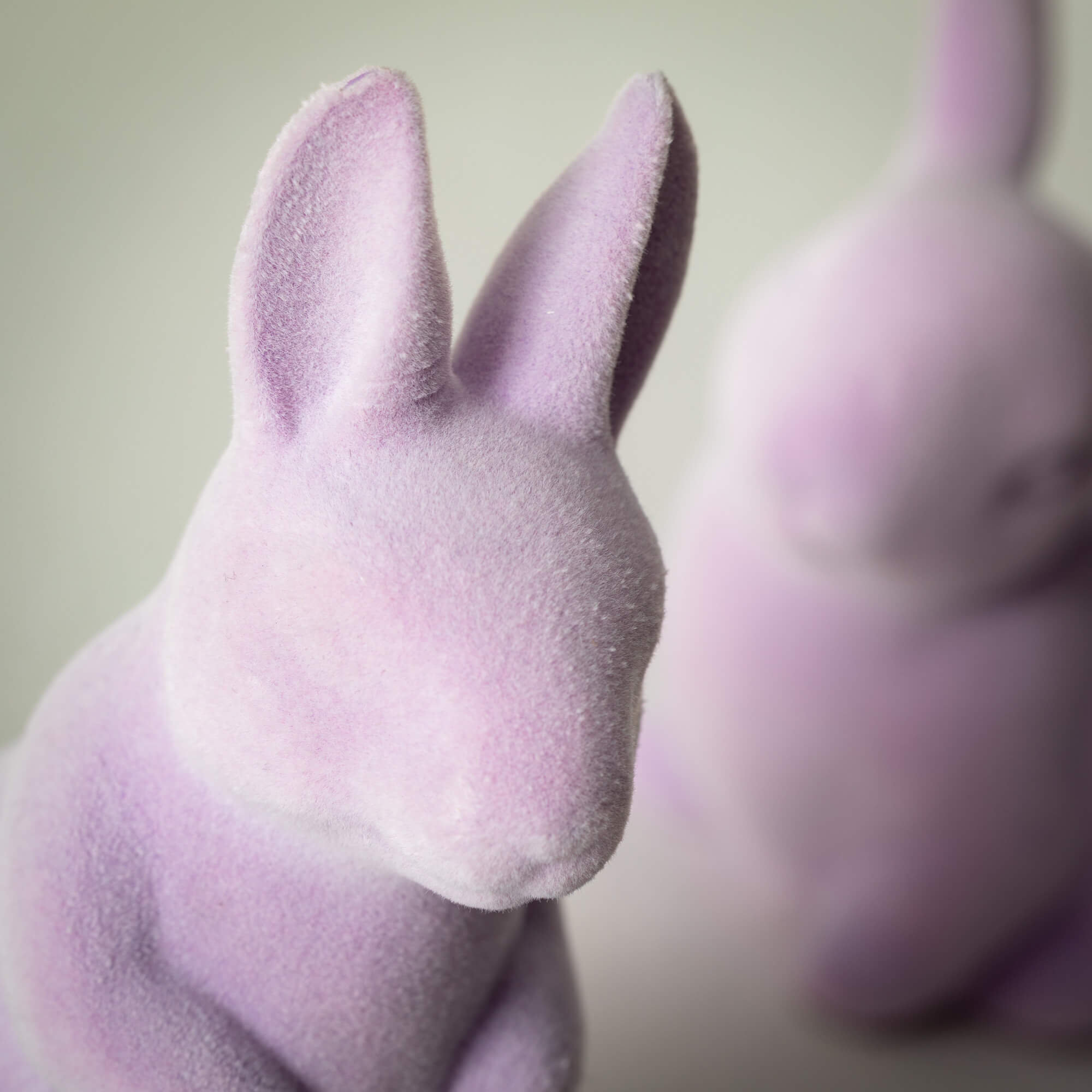 5.5" & 4.25" Lilac Velveteen Bunny Set of 2, Ceramic, Purple