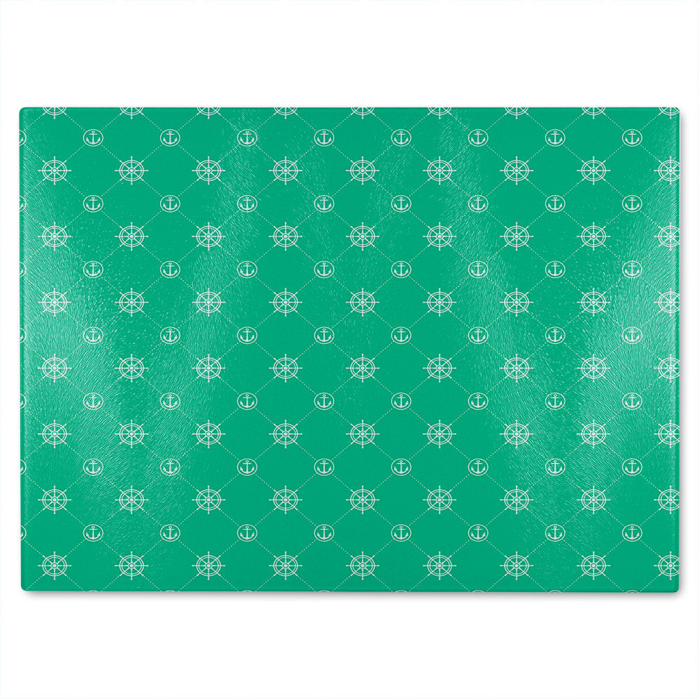 Nautical Elements On Glass Chopping Board