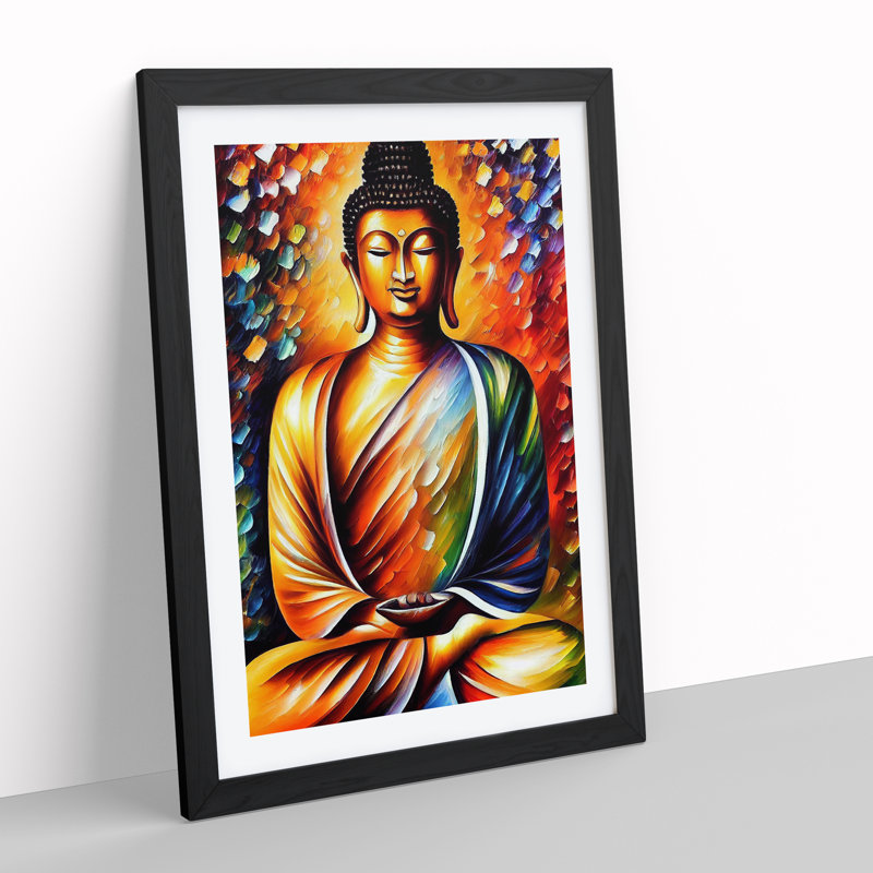 View Of Buddha No.5 - Wall Art, Black Picture Frame, 66cm H x 48cm W, White