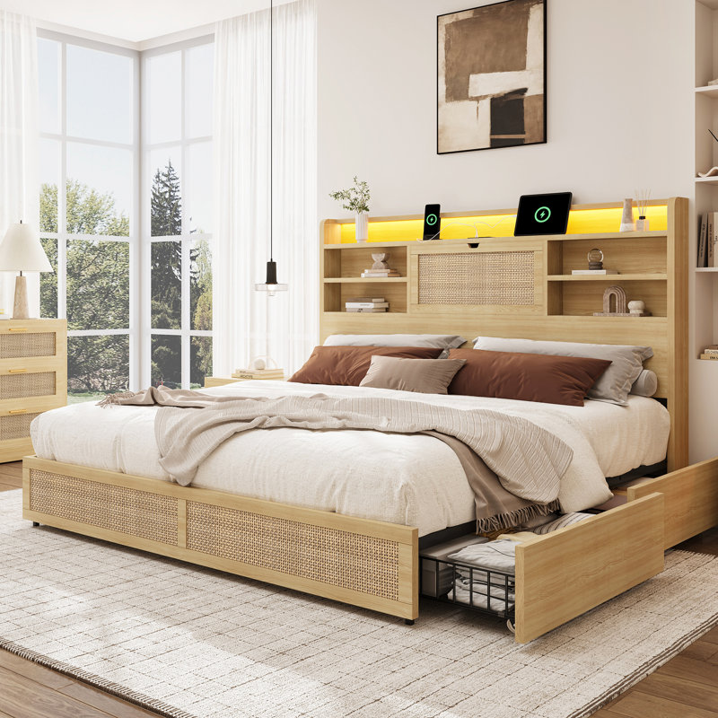 Collection de meubles de chambre à coucher de 2 pièces très grands et transitionnels modernes, Burlywood, Très grand lit, Arc