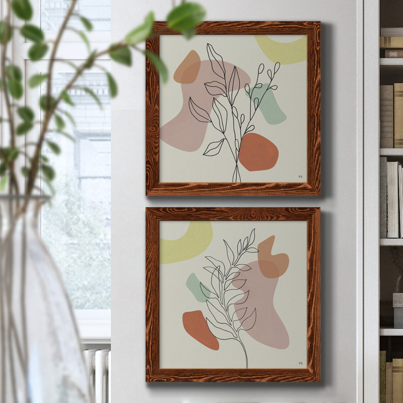 «Growing Strong I», ensemble de 2 peintures, Papier encadré érable, H 17 po x l 34 po x P 1,5 po