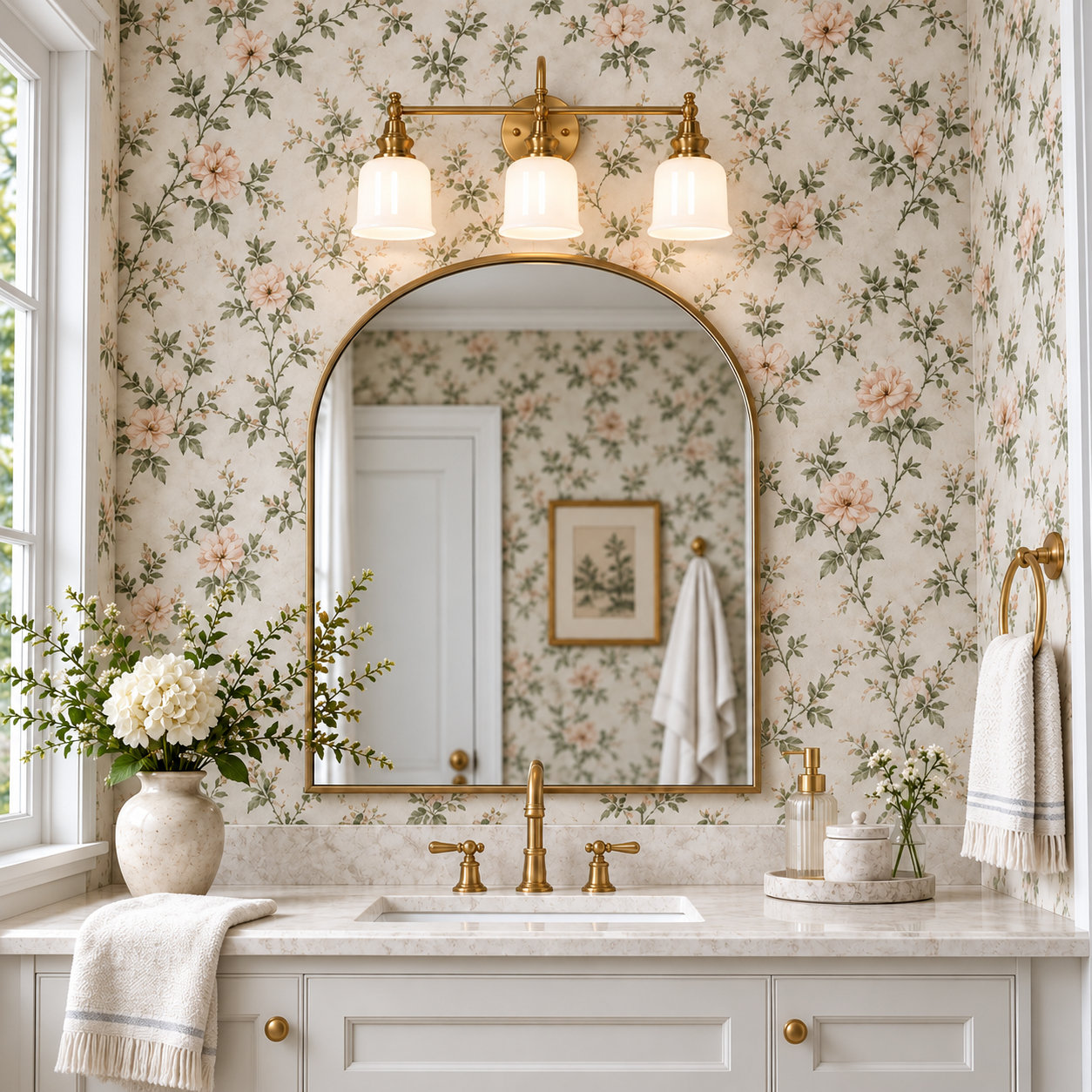 3-Light Dimmable Brass Vanity Light, Brass