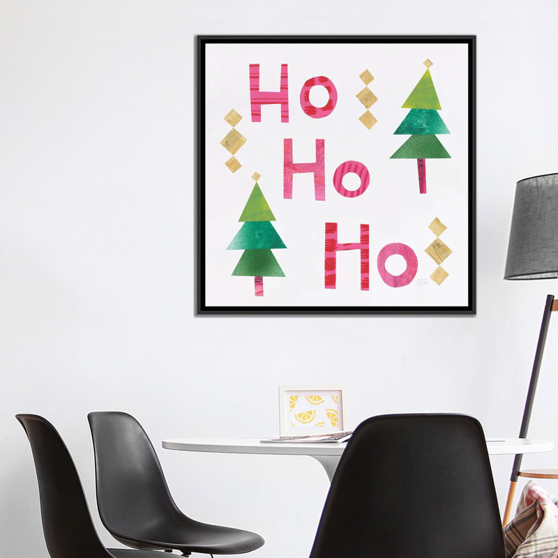 « christmas collage i », art textuel sur toile, H 18 po x l 18 po x P 1,5 po, Toile avec cadre noir, Pas de tapis