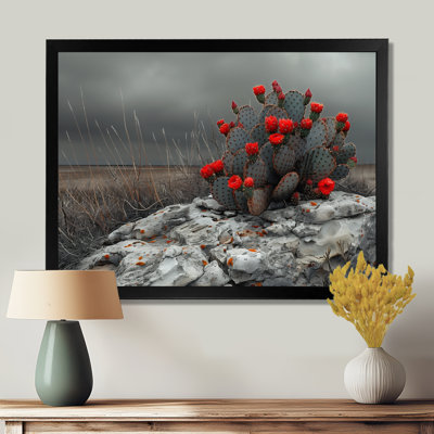 Cramus rouge et rouge, désert, cactus floral, art mural, salon
