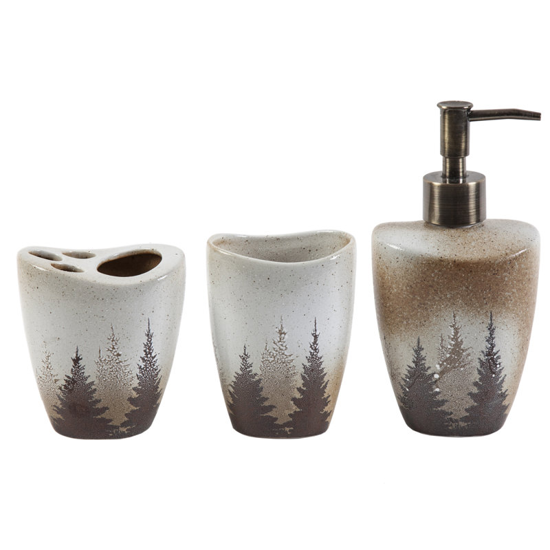 Rustic Chocolate Brown and Cream Fabric Tub Curtain Set