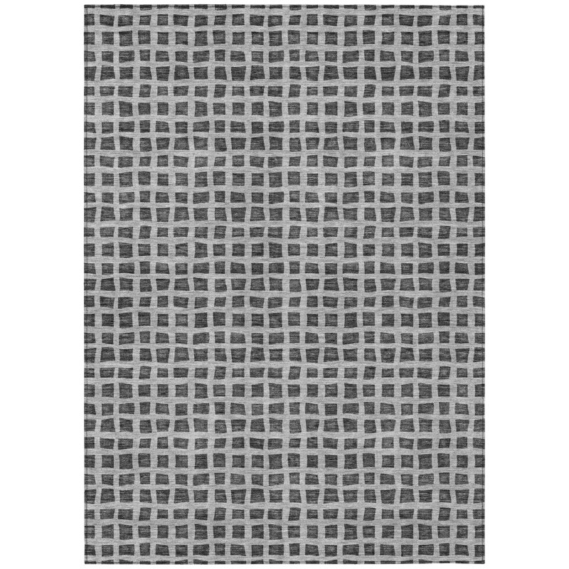 Machine Washable Indoor/Outdoor Chantille ACN727 GeometricRug, Graphite, 5' x 7'6"