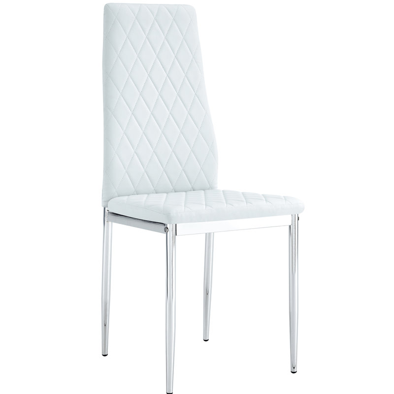 6 chaises de salle à manger modernes, gris. Siège en PU, pieds en métal argenté. Support pour le dos de 20,4 po. Pieds antidérapants. Installation rapide. Conception minimaliste à 6 patins. Installation facile. Pièce de décoration intérieure polyvalente