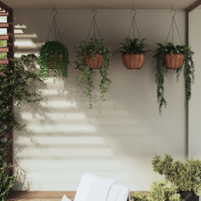 4 pots de fleurs suspendus Arlmont & Co. avec doublure en coco noir 11,8 po x 20,5 po