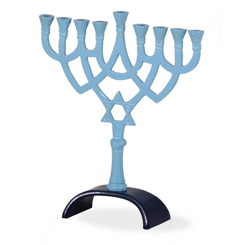 Menora classique en aluminium, Bleu
