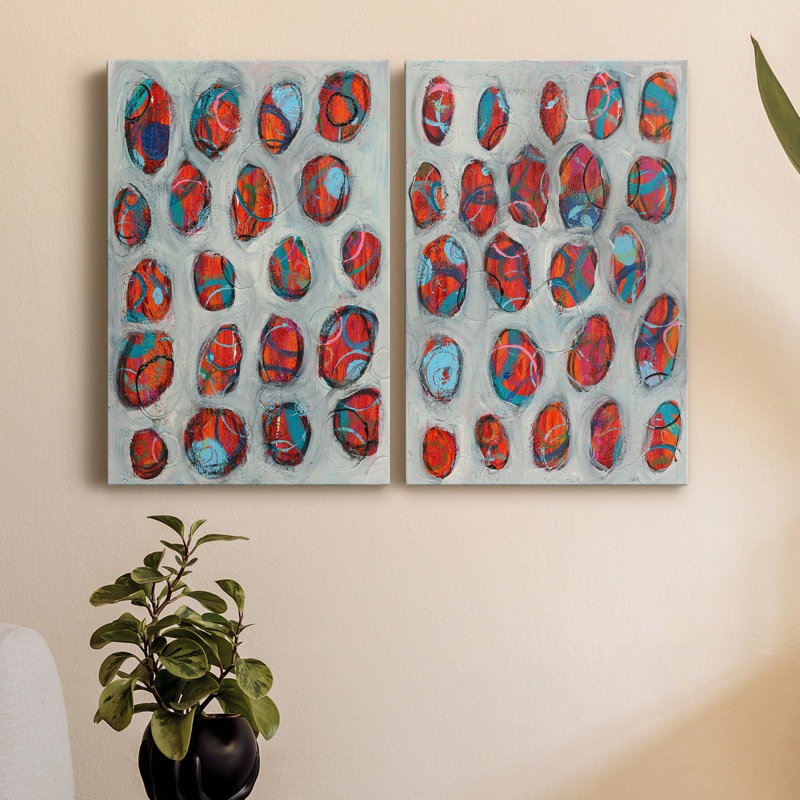 Abstrait cercles I, toile tendue avec châssis de qualité supérieure - prête à être accrochée, H 36 po x l 48 po x P 1 po