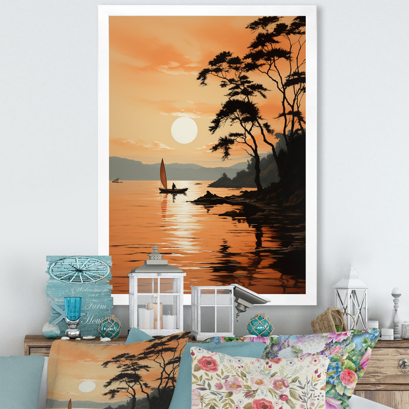 Edwinton Golden Sunrise Silhouetted I sur toile, H 40 po x l 30 po x P 1,5 po, Cadre photo blanc