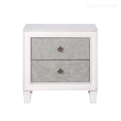 Bedroom Nightstand, Nightstand in Rustic Gray & White Finish